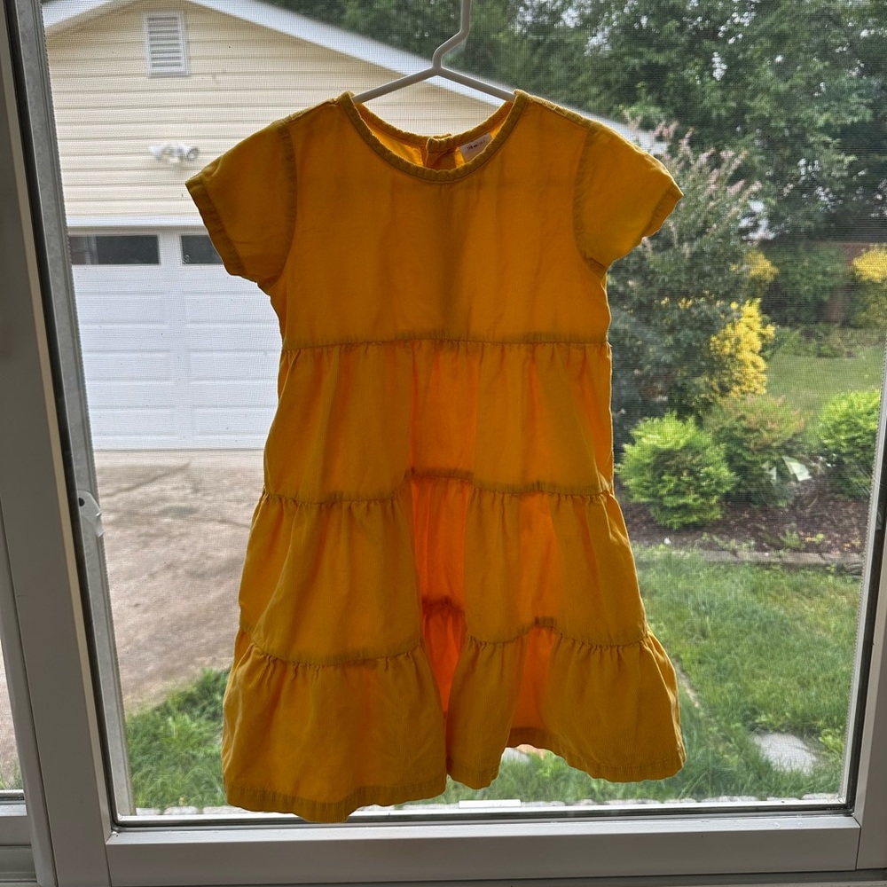 Yellow Hanna Anderson corduroy twirl dress